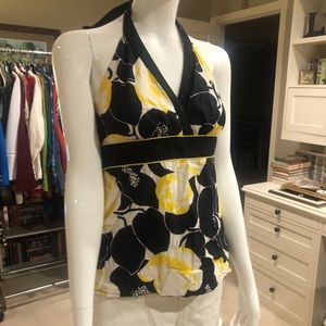 Vibrant Black & Yellow Halter Top